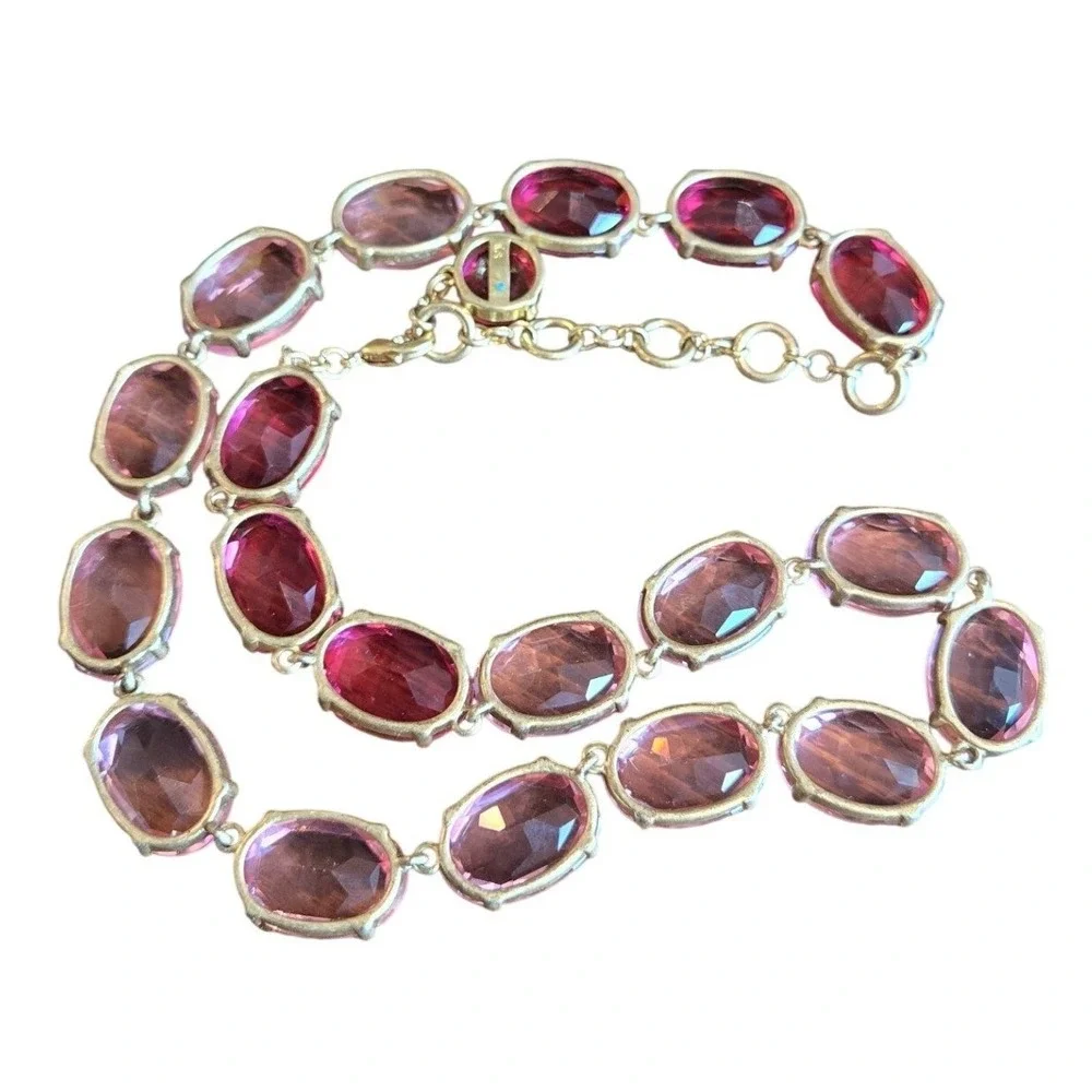Roxanne Assoulin‎ Statement Necklace Gemstone Crystal Pink Ombre Gold Cocktail